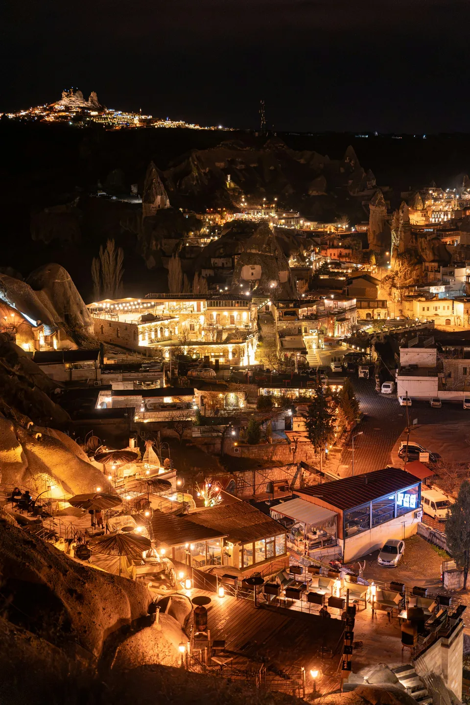Göreme lit up at night