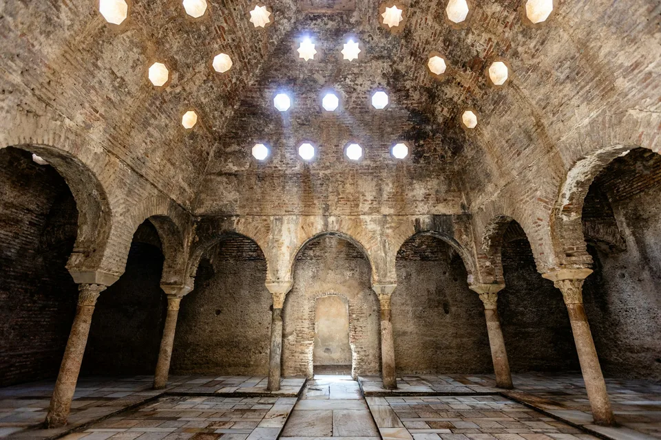 A historic domed bathhouse with star-shaped skylights